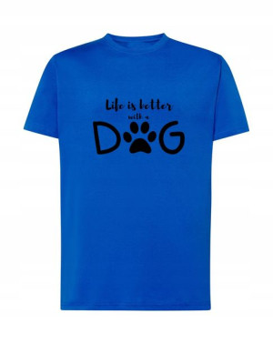 Życie jest lepsze z Psem T-shirt Nadruk Rozm.L