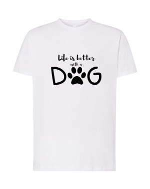 Życie jest lepsze z Psem T-shirt Nadruk Rozm.XS