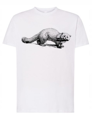 Łasica MĘSKI MODNY T-SHIRT Nadruk Rozm.M