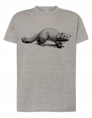 Łasica MĘSKI MODNY T-SHIRT Nadruk Rozm.S