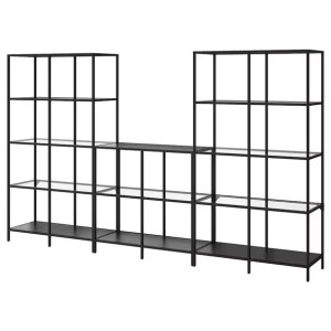 IKEA VITTSJO Regał czarnybrąz szkło 300x36x175 cm