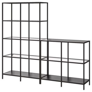 IKEA VITTSJO Regał czarnybrąz/szkło 200x36x175 cm