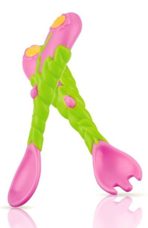 Nuby Sztućce plastikowe Flower Child Pink