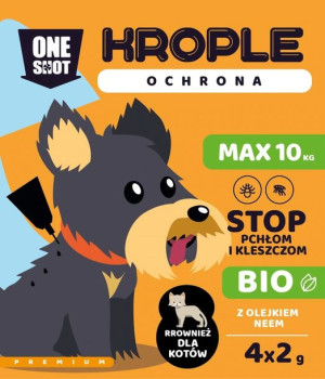 ONE SHOT krople na kleszcze z olejkiem neem dla kotów i psów