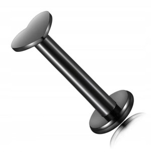 Czarny Labret do Ucha, Wagri, Brody Serduszko SS316L 1,2/8