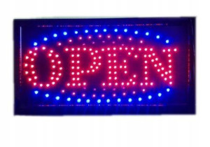 Szyld Neon Tablica Świetlna Reklama Otwarte Open Led Baner