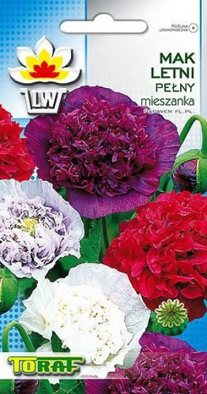 Mak letni pełny mieszanka MIX kolorów nasiona 0,5g Toraf