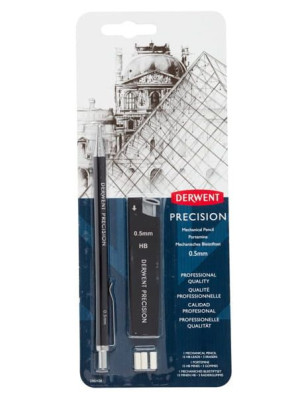 Ołówek automatyczny Derwent Precision 0.5 mm + wkłady + gumki
