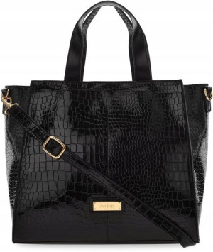 Torebka DAMSKA Duża CZARNA SHOPPER A4 Skóra LAKIER