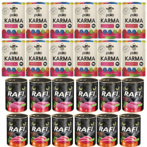 Mokra karma KOTA RAFI+ PAKO mix smaków 400 x 24