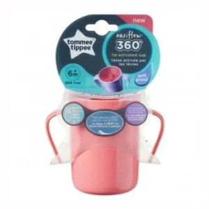 Tommee Tippee Easiflow, kubek 360° z uchwytami, różowy, od 6 miesiąca 200ml