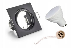 Zestaw oprawa kwadratowa czarna GU10 LED 8W zimna