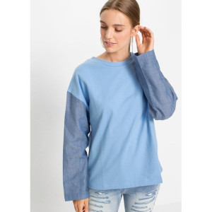 Bonprix Bluzka Cienka Bluza Z Jeansowymi Wstawkami 40-42 926808