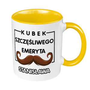 Kubek 330 ml żółty dla emeryta.