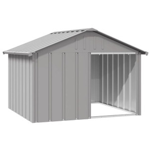 Buda dla psa, szara, 116,5x103x81,5 cm, stal