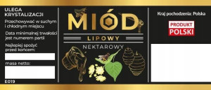 Etykiety na miód lipowy czarne op. 100 szt