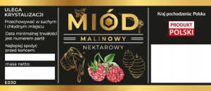 Etykiety na miód malinowy nektarowy czarne 100 szt