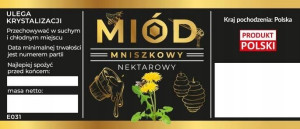Etykiety na miód mniszkowy nektarowy czarne 100szt