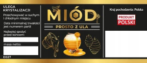 Etykiety na miód prosto z ula czarne 100 szt