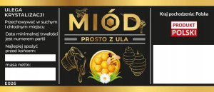 Etykiety na miód prosto z ula czarne 100 szt