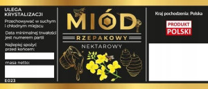 Etykiety na miód rzepakowy nektarowy czarne 100szt