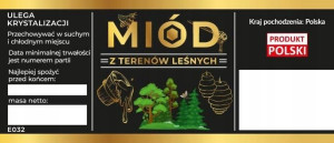 Etykiety na miód z terenów leśnych czarne 100 szt