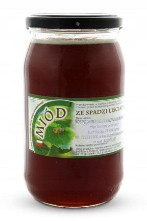Miód spadziowy ze spadzi liściastej duży słoik