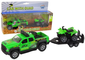 Auto Terenowe Z Przyczepą Quad Zielony Metal 510220