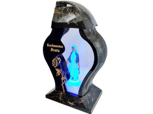Znicz Brat Bratu Far Złoto Czarny Marmur+figurka Led