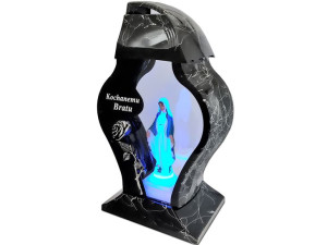 Znicz Brat Bratu Far Czarny Marmur+figurka Led