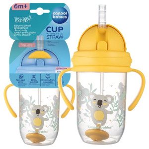 Canpol babies kubek niekapek z rurką i odważnikiem 270ml ANIMALS – Żółty