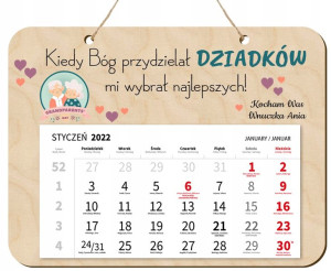 Kalendarz Drewniany Dzień Babci Dziadka Prezent Y1