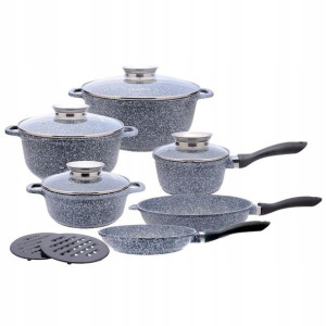 Komplet Garnków Marmurowych Patelnia Garnki Zestaw