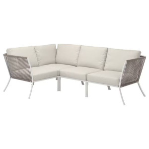 IKEA SEGERON Sofa narożna 3-osobowa biały/beżowy/Froson/Duvholmen beżowy
