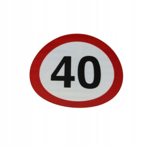 Naklejka/nalepka prędkości 40km/h śr. 20 cm, odbla
