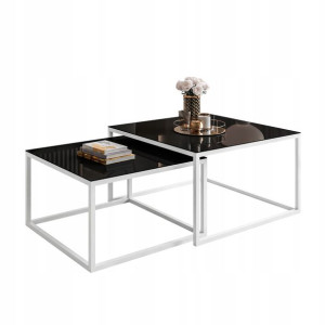 Ława 2w1 YOSHI GLASS szklany blat czarny połysk