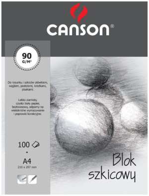 Blok szkicowy 90g 100k A4 21x29,7 Canson