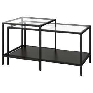 IKEA VITTSJO Stoliki 2 szt czarnobrąz szkło 90x50 cm