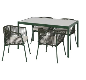 IKEA SEGERON Stół + 4 krzesła ciemnozielony/Froson/Duvholmen beżowy