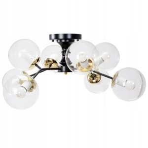 Lampa Sufitowa Wisząca Ośmioramienna Czarna 8xe27