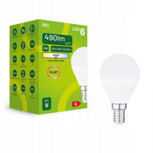Żarówka LED G45 E14  6W KULKA 490lm 4000K INQ