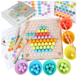 Drewniana Układanka Mozaika Koraliki Kulki Puzzle