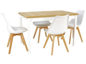 Skandynawski zestaw STÓŁ rozkładany 70x120/160 z 4 krzesłami BIAŁE