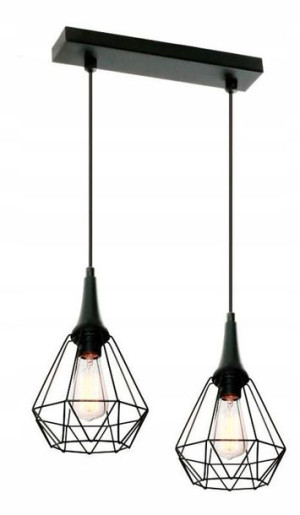 Lampa Wisząca Nad Stół Loft Druciane Klosze Czarna