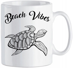 Kubek nadruk Beach Vibes Zółw 330 ml