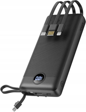 Duży powerbank 20000mah z 4 kablami +ekran LCD HIT