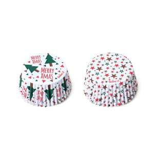 Papilotki do muffinów XMAS TREE & STAR  50x32mm 36 szt