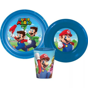 Super Mario  Zestaw Obiadowy Talerz Miska Kubek bez BPA