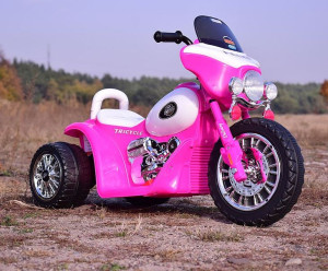 !hit! Różowy Motor Policyjny - Pierwszy Motorek Dla Dziecka, 3 Kołowy