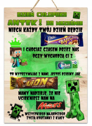 TABLICZKA na słodycze DZIEŃ CHŁOPAKA MINECRAFT Y4